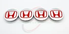 Silver/Red HONDA Set Of 4 Wheel Center Caps 69MM