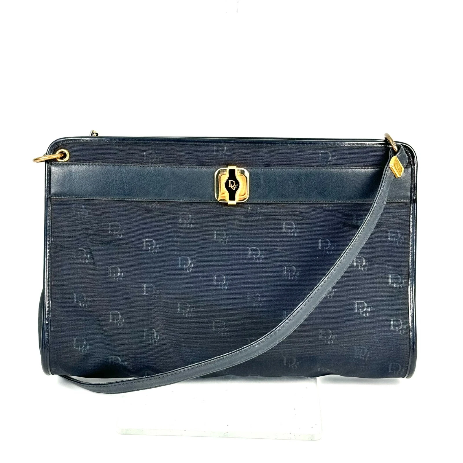 Christian Dior sac bandoulière trotteur vintage toile noir forme authentique Japon