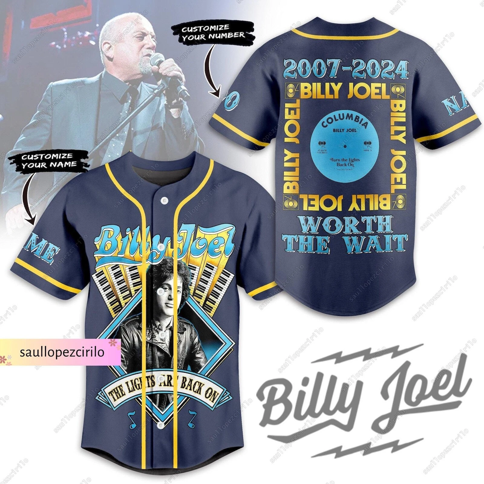 Personalized Billy Joel Jersey Shirt, Vintage Billy Joel Baseball Shirt