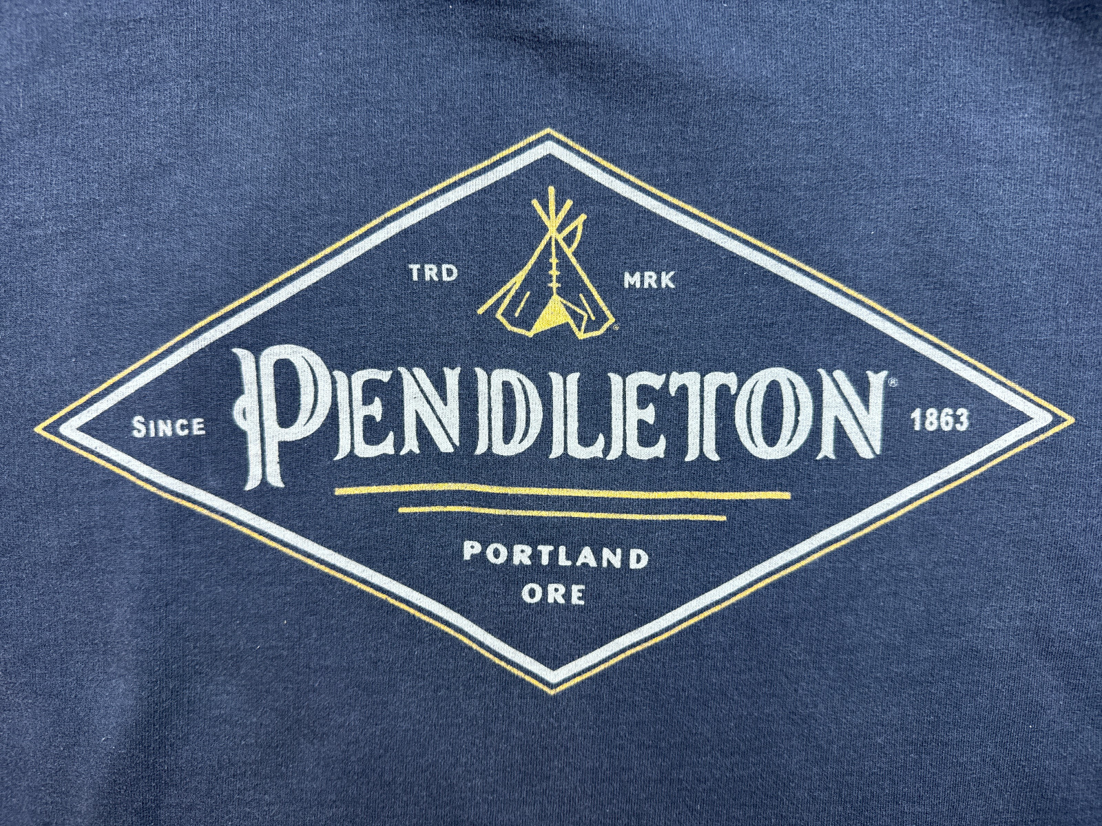 Pendelton Hoodie Medium Blue Diamond Logo Sweatshirt Teepee Campsite Pullover