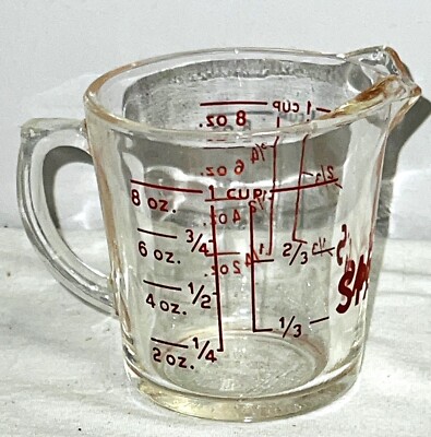 VINTAGE Fire King SPAG'S RED 1 CUP MEASURING CUP | eBay