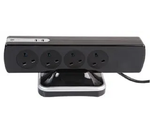 Masterplug Surge Protected 8 Gang c/w 2 USB Extension Lead Tower Black 2M length