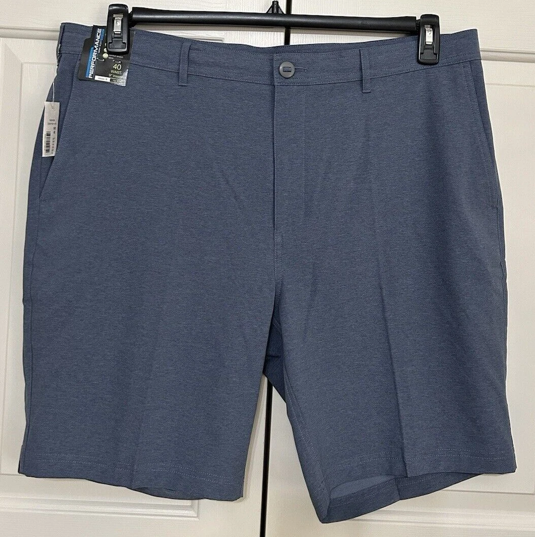 NWT Roundtree & Yorke Performance size 40 deep navy wicking golf shorts mens
