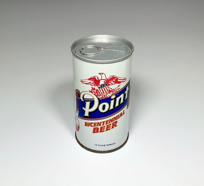 POINT BICENTENNIAL BEER METAL CAN 12 OZ PULL TAB TOP BOTTOM OPENED VINTAGE 1976 