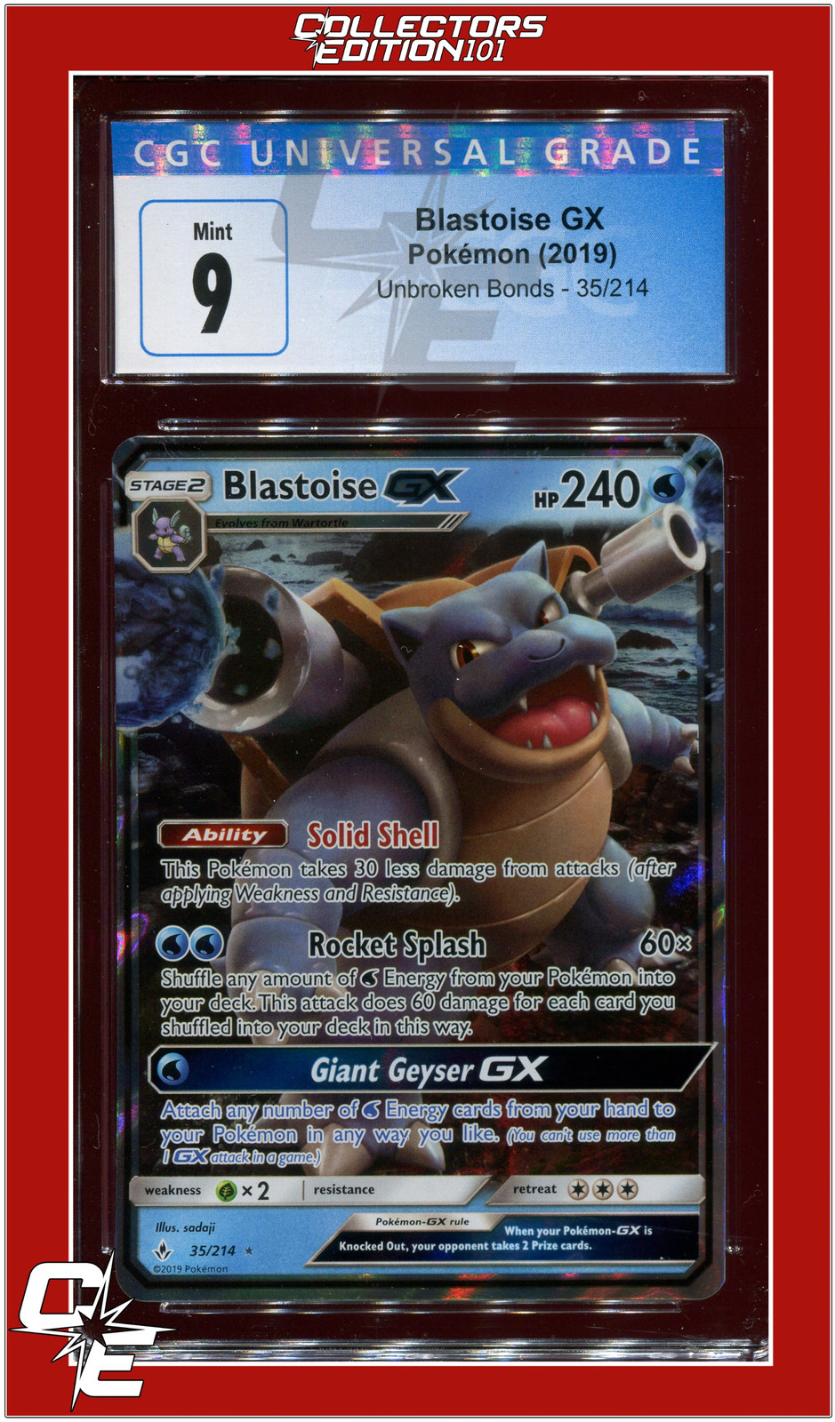 Unbroken Bonds 35 Blastoise GX CGC 9