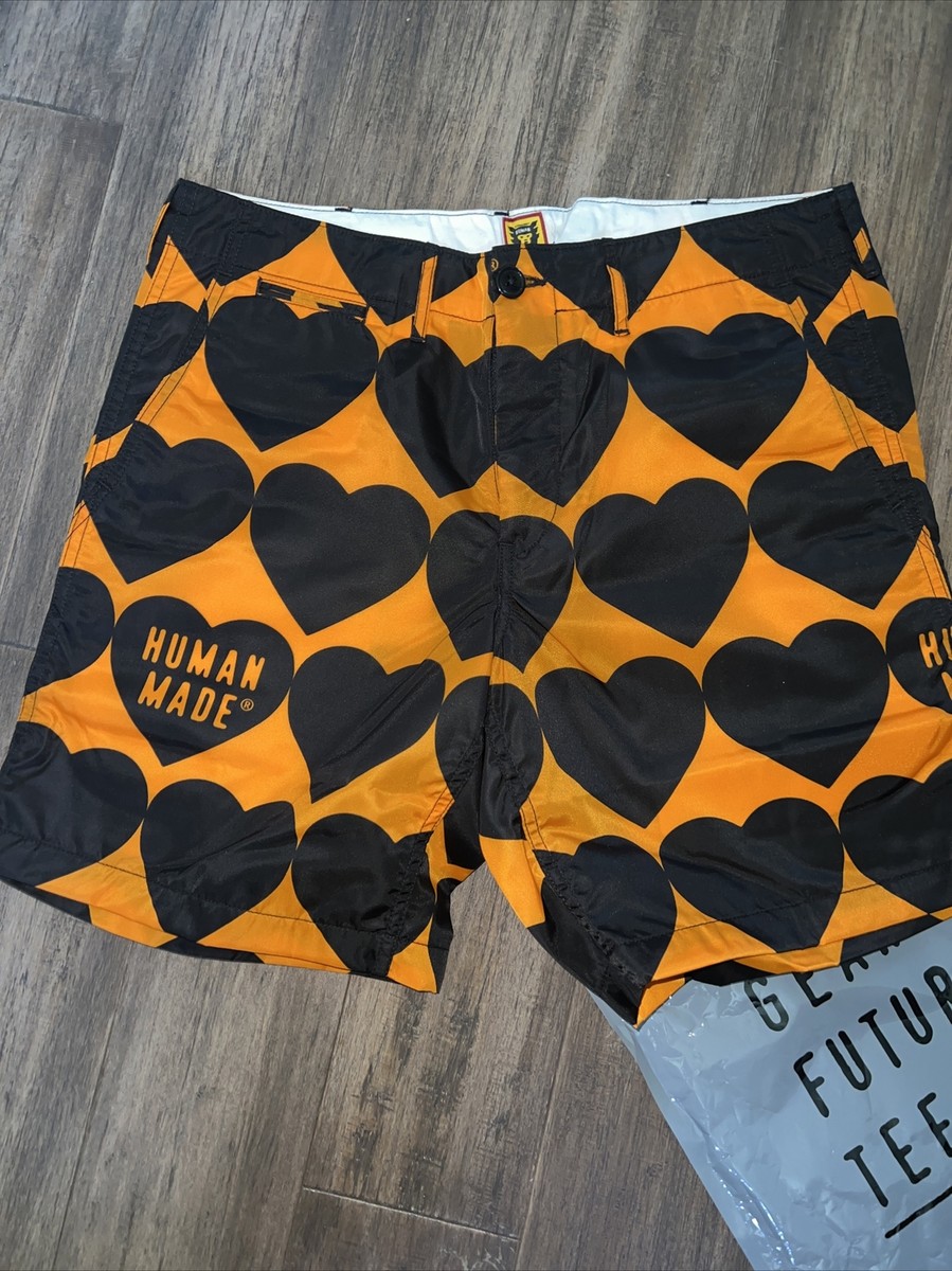 Human Made Heart Orange Black GDC HUMAN MADE MUAY THAI SHORTS Sz