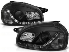 2x Scheinwerfer LED Tagfahrlicht kompatibel mit Opel Corsa B Bj. 93-00 Schwarz