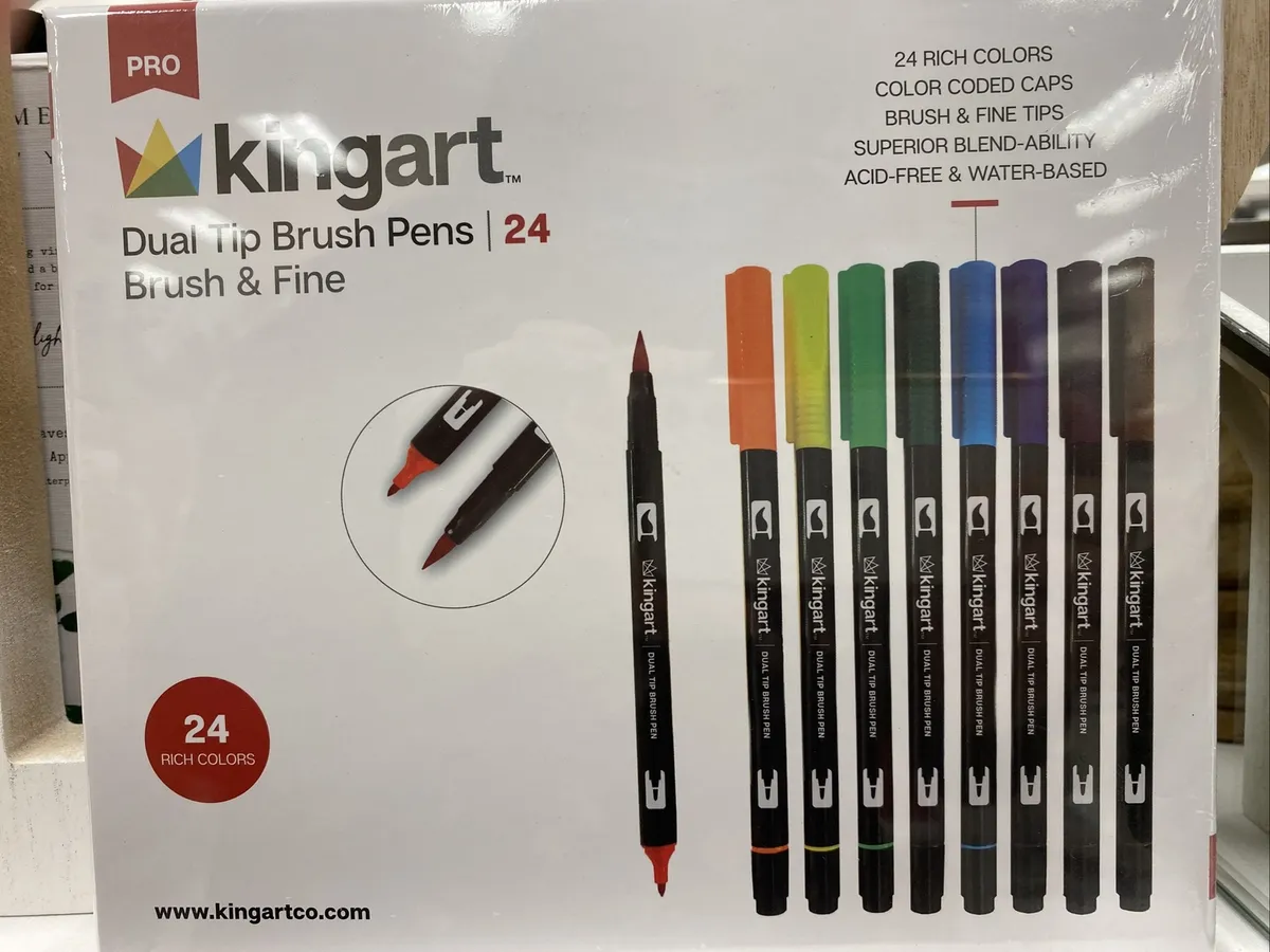 Kingart Brush Pen Art Markers 24 