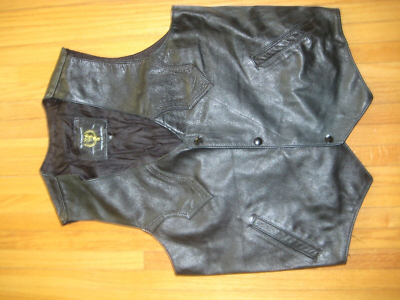Mens Black Leather Motorcycle or Dress Vest 42 Large Medium 3 Black Snap  Closure | eBay