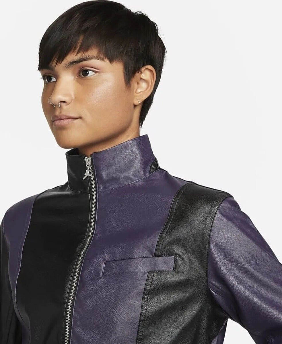 New Women's Nike Air Jordan Full Zip Jacket Black/Purple DJ2716