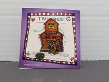 Two Hands Hand Painted Lapel Pin School House And Kids Made In The USA