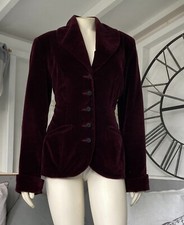 Vintage Monsoon Twilight Burgundy Wine Red Velvet Jacket 12