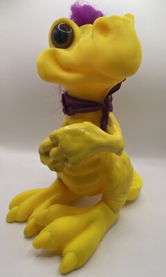 Dino Brites Troll Dinosaur Yellow Purple Hair 1991 Happiness Express Rare Htf