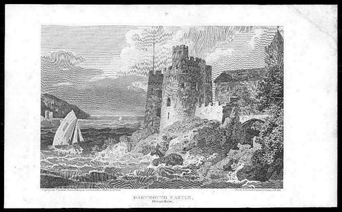1816 - Original Antique Print DEVON DARTMOUTH CASTLE (276)