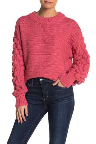 Bubble Sleeve Pullover Sweater Mauve 