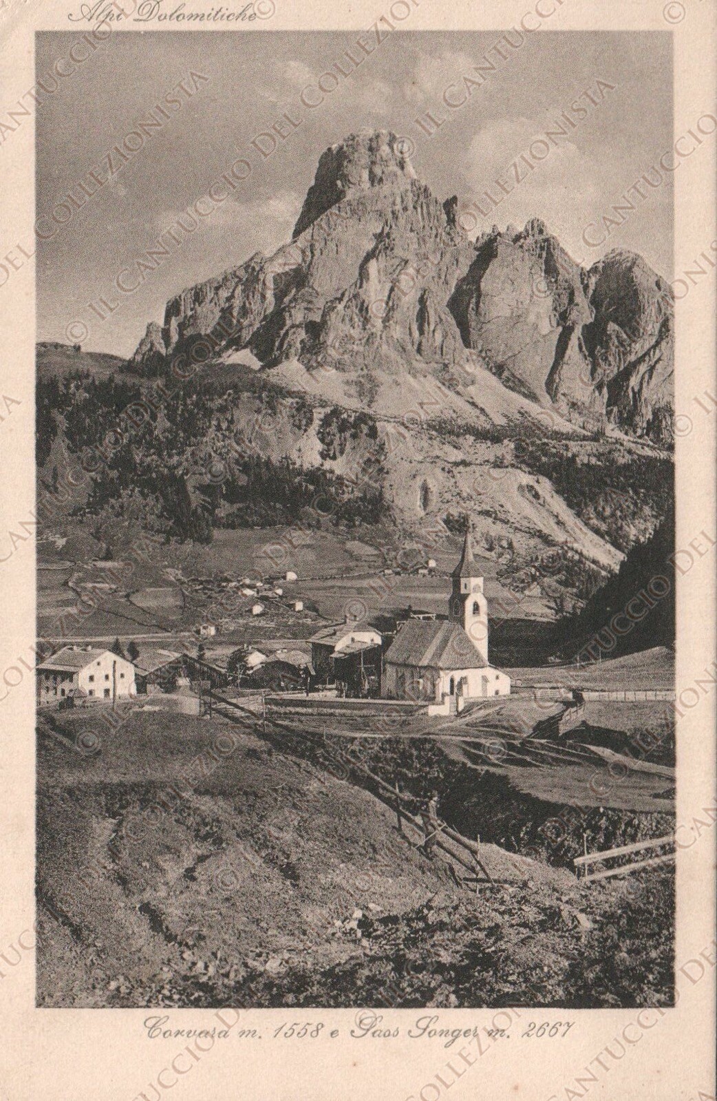 CORVARA e Sass Songer Alpi Dolomitiche Panorama Bolzano Cartolina 