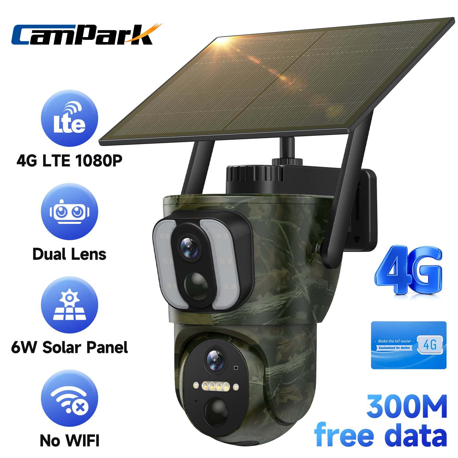 Cámara salvaje 4G LTE cámara de vigilancia solar con tarjeta SIM y panel solar cámara PTZ