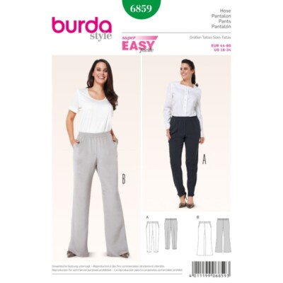 Burda Style Schnittmuster 6859 Damen Übergröße bequeme Schlupfhose