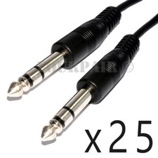 25 PACK 3ft STEREO TRS 1/4" to 6.3mm MALE BALANCED AUDIO PA DJ PATCH CABLE CORD