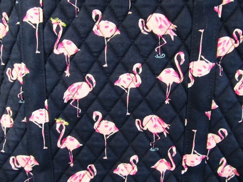 Vera Bradley Flamingo Fiesta Small Vera Tote Shoulder Bag 🦩 Quilted Cotton EUC - Picture 9 of 13