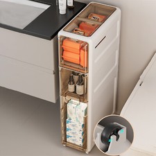 3-Tiers Bedroom Small Storage Cabinet Floor Mount Toilet Rolling Cart Organizer