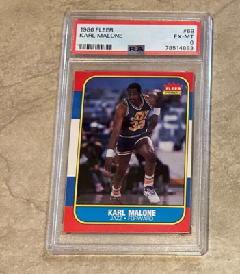 その他 fleer86 87 karl malone rc!!  mint 1986-87 Karl Malone RC Fleer #68 Utah Jazz Graded PSA 6 EX