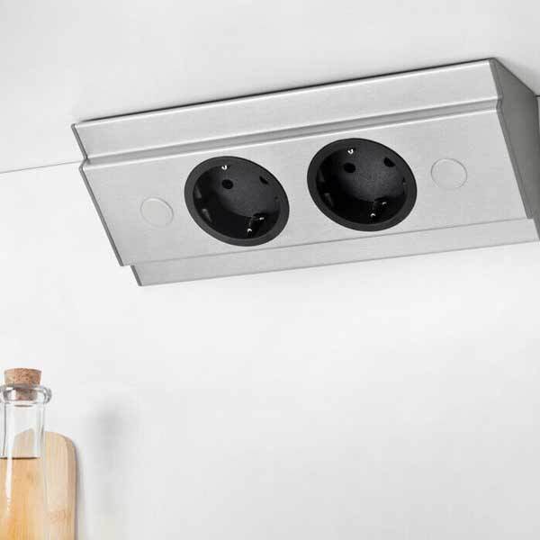Thebo Ecksteckdose Steckdosenblock Wand Küche 2-Fach Steckdose Steckdosenleiste