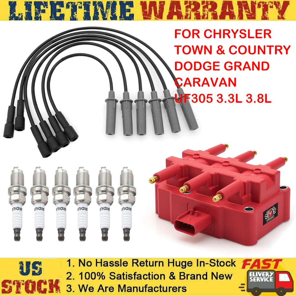 For Chrysler Town  Country 2001-10 3.3L 3.8L Spark Plugs  Wire Set  Coil Pack