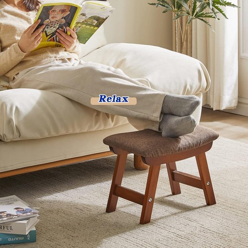 Elegant Beech Wood Foot Stool with Removable Cover - Lightweight & Stylish - Picture 4 of 8