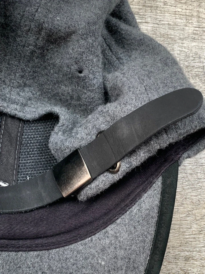 De colección Años 90 00 Nike Mezcla de Lana Sombrero Swoosh Cuero Correa Trasera Gris Ropa de Calle Foto 4 de 4