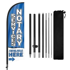 FSFLAG 8ft Notary Services Available Here Advertising Flag with Pole and Stake