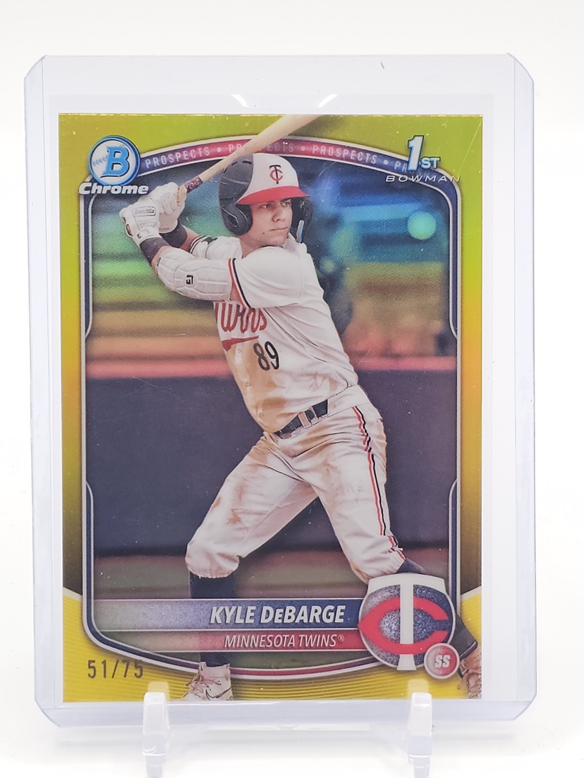 KYLE DEBARGE 2025 BOWMAN CHROME 1ST YELLOW REFRACTOR /75 #BCP-139 TWINS Q6891