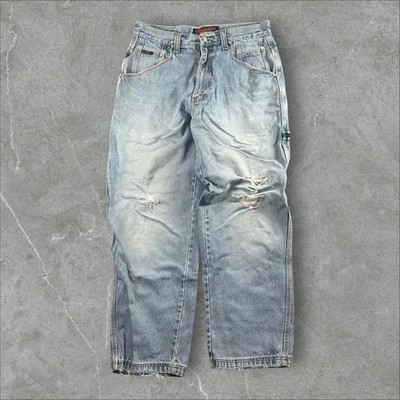 Timezone Carpenter Jeans Men 36x30 Light Wash Distressed Baggy Utility Denim Y2K