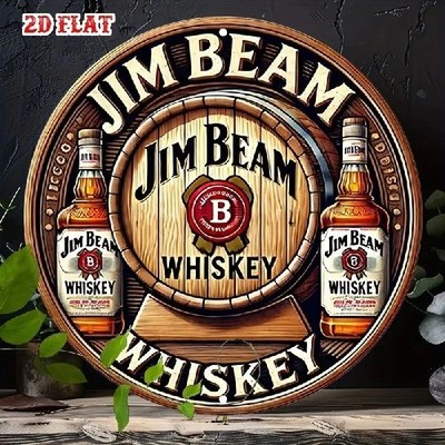 Blechschild rund Jim Beam Whiskey Werbeschild Retro Nostalgie Vintage TEL1726