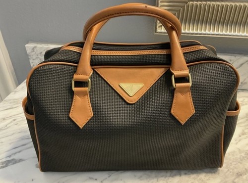 Vintage Yves Saint Laurent YSL Boston Bag Basket Weave PVC Leather