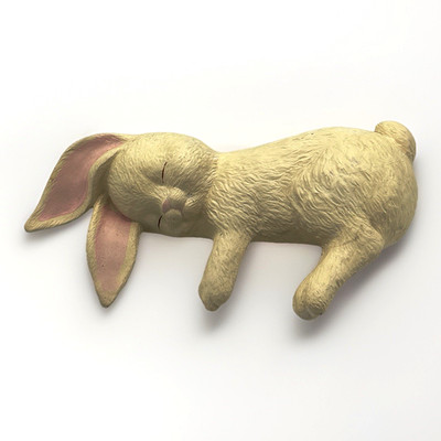 Vtg  White Ceramic Sleeping Bunny Rabbit Shelf Sitter Easter Decor 8.5'' Fig Crac
