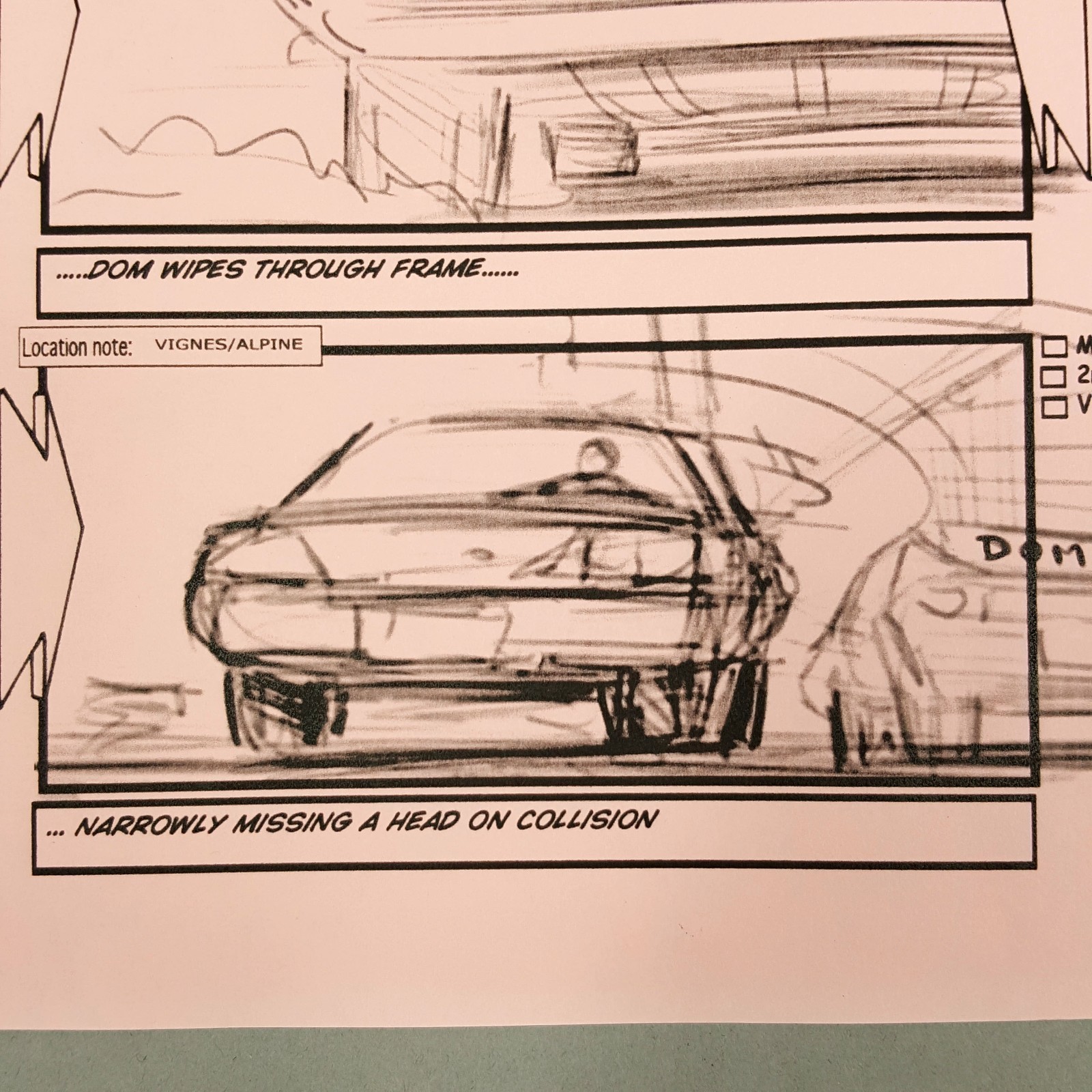 Image 8 of Fast and Furious 4 Production Used Storyboard, Dom Dodges Car, p28 COA