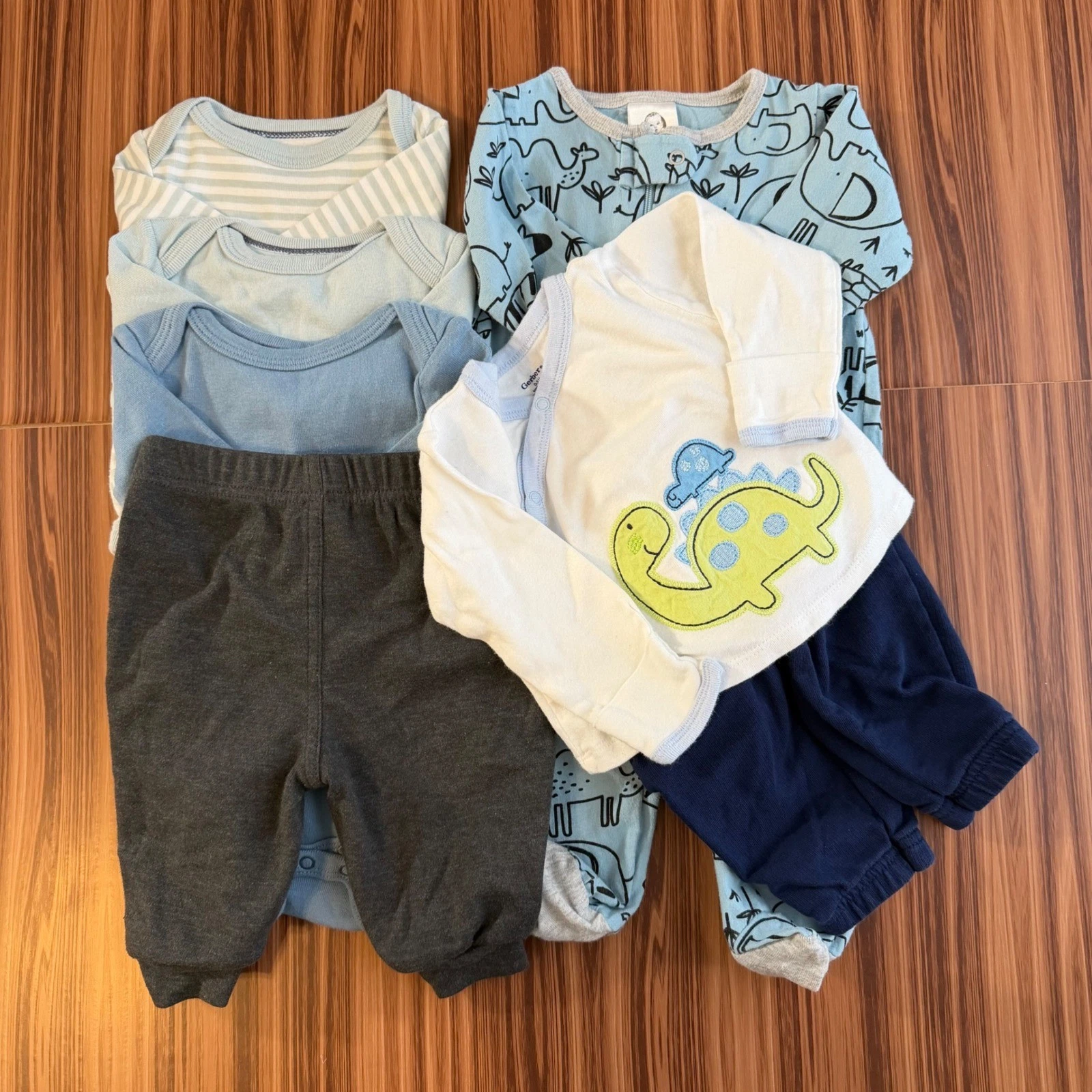 Baby Boy 0-3M Bundle Gerber Calvin Klein Cloud Island Carters 7pc Set Blue Grey