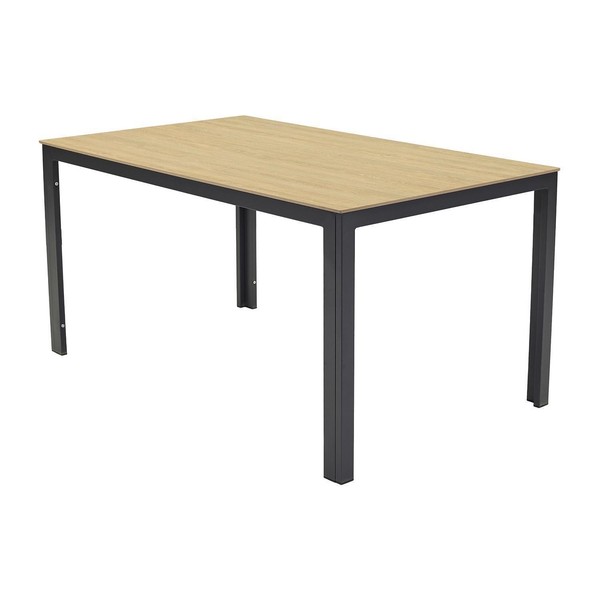 Gartentisch Esstisch Anthrazit Braun Holzoptik Aluminium Braun 150 X 90 Cm-image