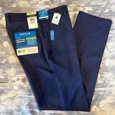 Haggar Men  s New The Active Series Flex Suit Pants 30 x 32 Slim Fit 419 Midnight