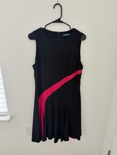 Lauren Ralph Lauren Black & Pink Dress | Sleeveless  Fit/Flare Dress|Size 14
