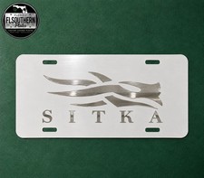 White Aluminum License Plate W Chrome Sitka Sticker Custom Hunting Truck Tag White Aluminum License Plate W Chrome Sitka Sticker Custom Hunting Truck Tag