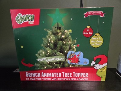 New The Grinch Sleigh Animated Christmas Tree Topper by Mr. Christmas 3D