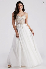 Windsor Ball Gown Wedding Dress Size 5 White/Gold Tulle Sweetheart Beaded