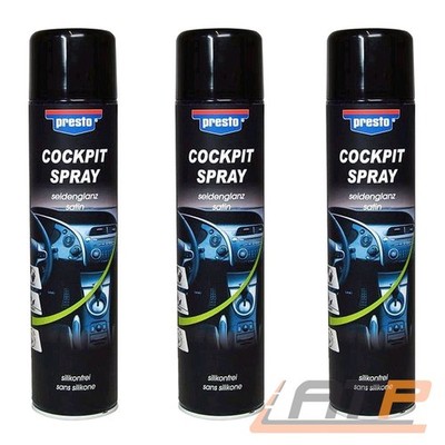 3x 600ml PRESTO COCKPITSPRAY SEIDENGLANZ INNENREINIGER KUNSTSTOFF ANTISTATISCH