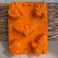 Lot of 4 Jello Jiggler Halloween Jigglers Jello Molds Set Witch Bat Pumpkin Cat