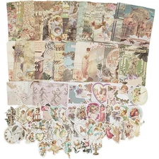 100 Pieces Vintage Scrapbook Supplies Ephemera Pack for Junk Journal Planners...