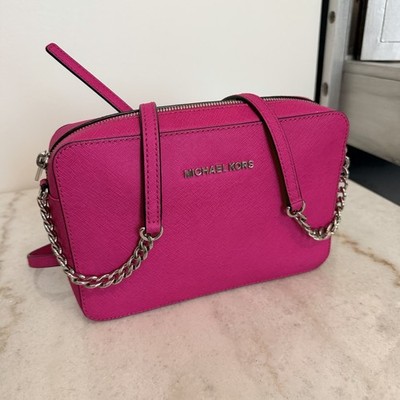 Michael Kors Jet Set MK Signature Fushia EW Crossbody Bag
