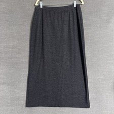 Vintage Eileen Fisher Skirt M Dark Gray Lightweight Wool Maxi Pull On USA Made