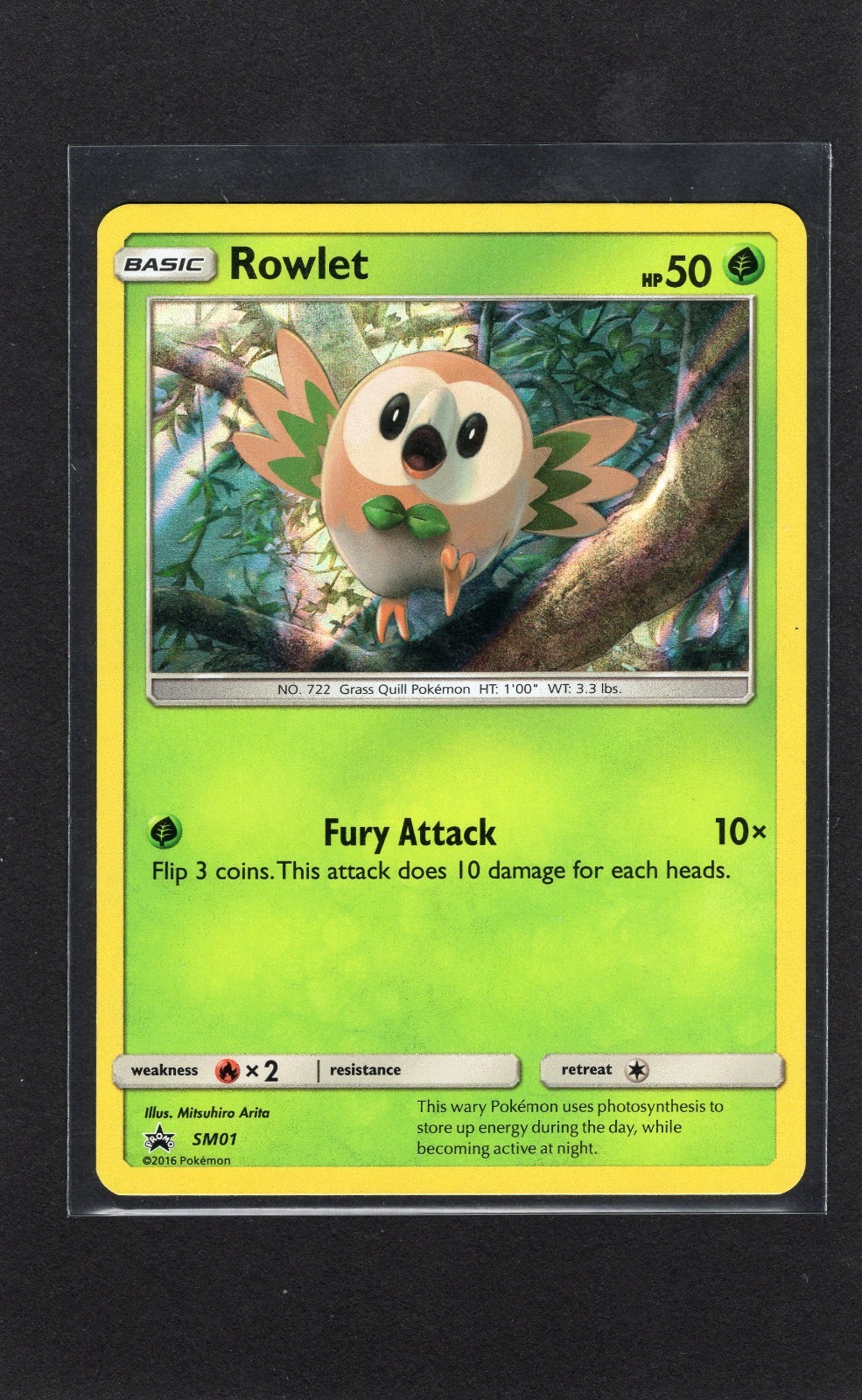 Rowlet - SM01 Holo Sun & Moon Black Star Promo Pokemon NM